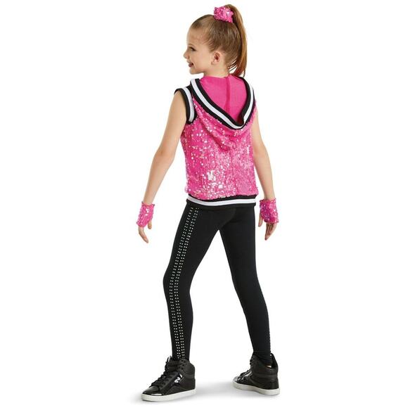 Dance Costume Weissman 11407 Small Adult Pink Vest Pants Hip Hop Jazz Sequins - Picture 2 of 3
